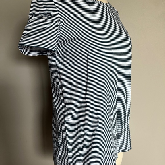 THEORY Blue White Stripe Laveneg Sail‎ Stripe Short Sleeve Shirt Stretch Top P - Picture 4 of 6